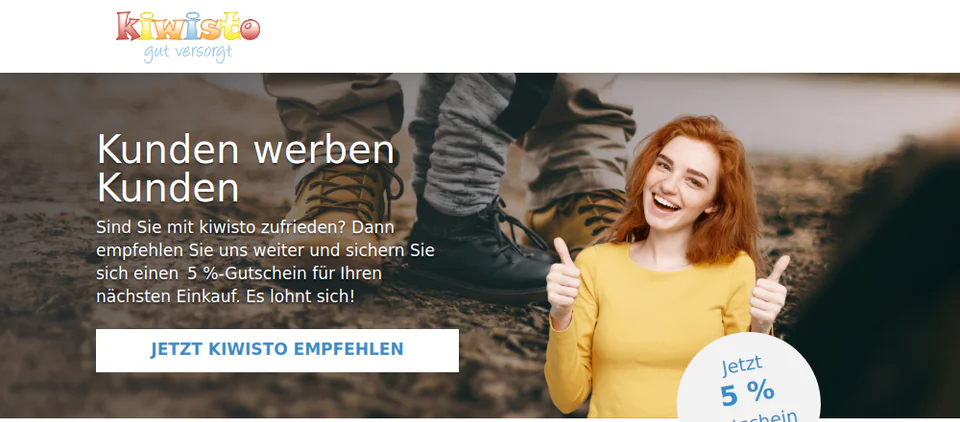 Startansicht der Empfehlungsseite von kiwisto