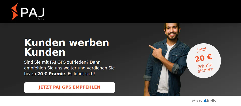 Startansicht der Empfehlungsseite von PAJ GPS
