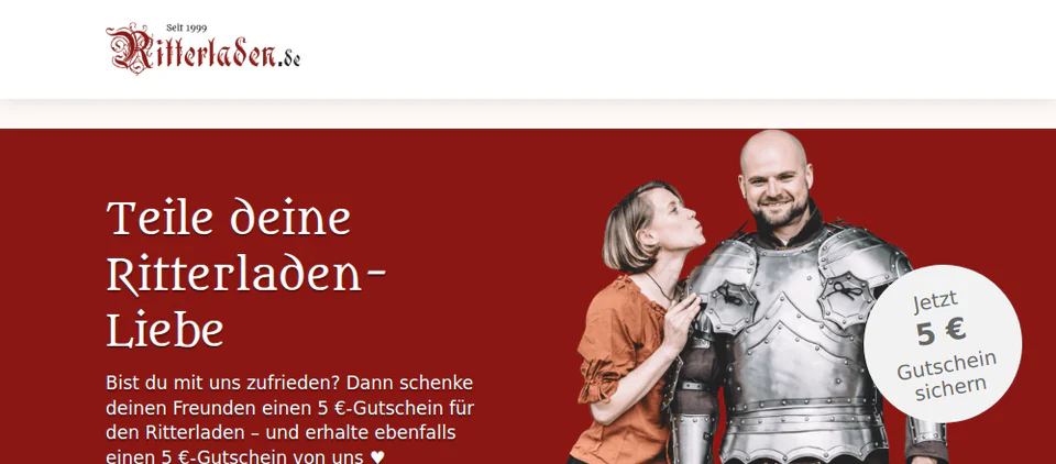Startansicht der Empfehlungsseite von Ritterladen